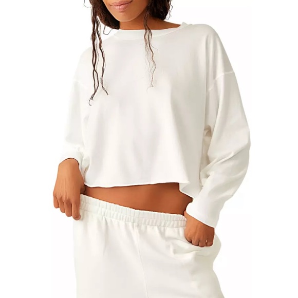Free People Tops - NWT Free People FP Movement Crop Sweatshirt Ivory Size Small